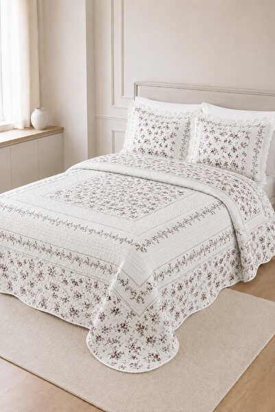 Hig Store Casual Dowry Gift Quilted Patterned Double / King Size Bedspread Se...