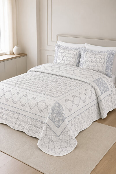 Hig Store Casual Dowry Gift Quilted Patterned Double / King Size Bedspread Se...