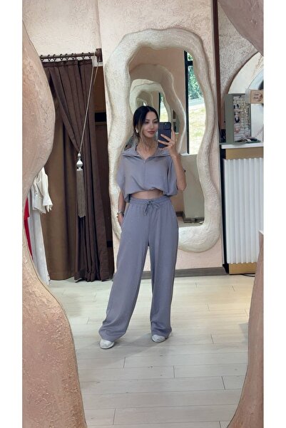 SÜSLÜ BUTİK GRİ TAŞLI EŞOFMAN TAKIMI