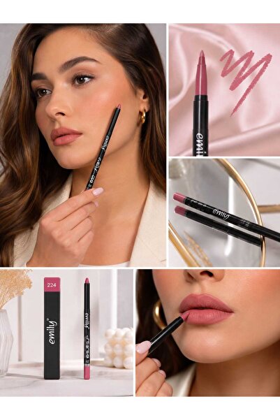 EMILY Automatic Lipliner 207 Gül Kurusu Dudak Kalemi – Uzun Süre Kalıcı, Yumu...