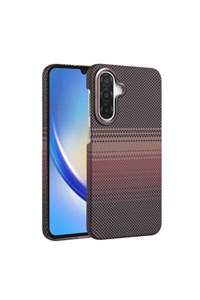 UnDePlus Samsung Galaxy A57 5G Kılıf Kevlar Desenli Karbon M-Safe Magnetik Şa...