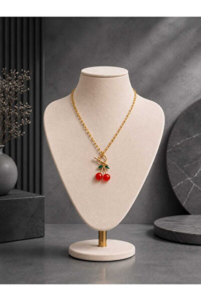 mdm style Gold Color Steel Women's Necklace with Cherry Figure