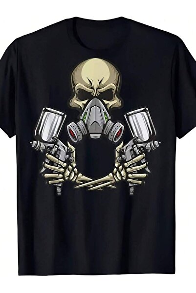 Astogria13 Men'S Automotive Graphic T-Shirt| Soft Black Tee With Skeleton Pai...