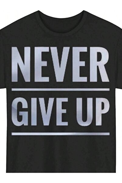 KYMC07 تي شيرت رجالي بتصميم عصري وبسيط مطبوع عليه "Never Give Up" بأكمام قصير...