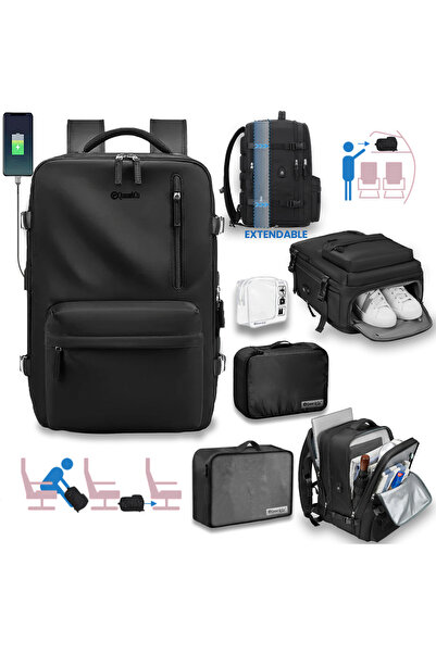 Quasar & Co. Rucsac de voiaj, bagaj de mână pentru avion, extensibil 43x30x20...