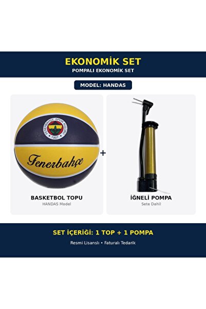Fenerbahçe Taraftar Lisanslı Basketbol Topu Handas No:7 Pompa Hediyeli Lisanslı