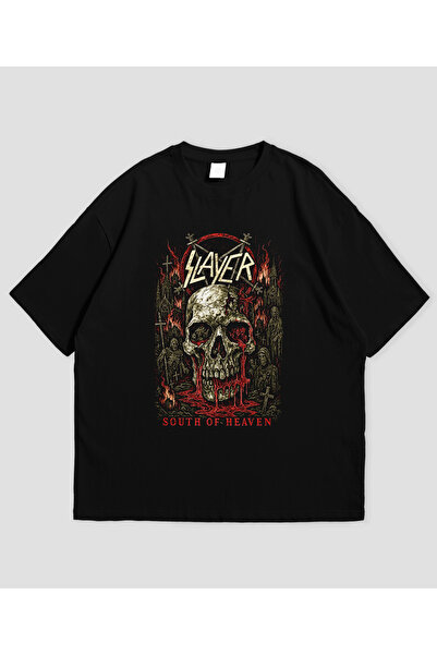 Grafftee Clothing Slayer South of Heaven Τυπωμένο Unisex Oversize T-Shirt
