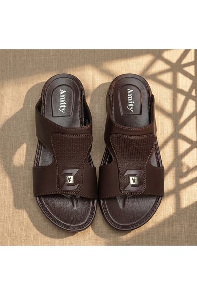 Lucky Steps Men's Genuine Leather Slide Sandals 4cm Thick Sole Non-Slip Woven...