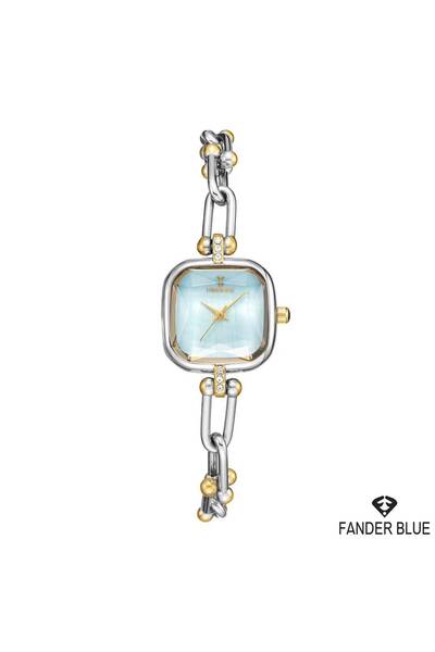FANDER BLUE Stylish Women's Fender Blue Watch – Two-Tone with Square Sky Dial