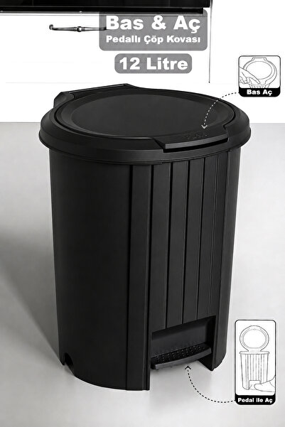 Meleni Home 12 Liter Trash Can with Push Open Lid - Click Lid Pedal Trash Can...