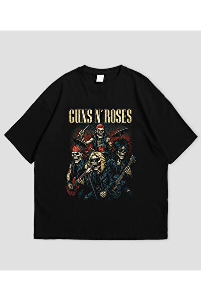 Grafftee Clothing Μπλουζάκι Unisex Oversize με στάμπα Gun N Roses