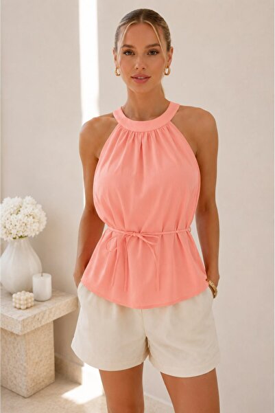 Noi Belis Halter Neck Tie Waist Woven Blouse Ss26Bz0193