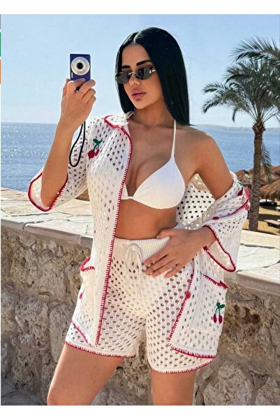 MARLİNG KİRAZ DETAYLI TRİKO PLAJ ALT ĞST BOHEM TAKIM