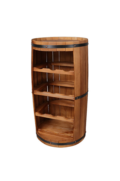 LimArt Suport Vin din Lemn Tip Butoi, Capacitate 12 Sticle, Finisaj Maro Rust...