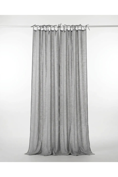Leo Boutique Curtain Keten Rustik Tül Perde - Bağcıklı (Tie Top) Dikim - Pile...