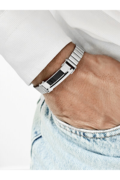 FERRO Silver and Black Steel Men's Bracelet Frj10232A-J 2 Year Warranty Gift ...