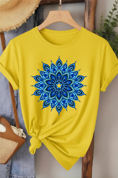 l'eivor Mandala & Nazar Design Printed Women's Cotton T-Shirt