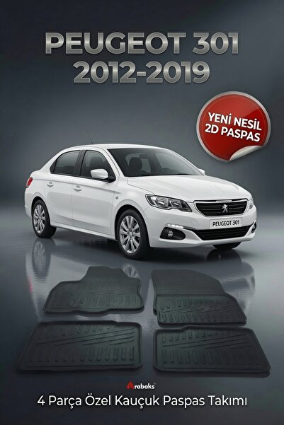 Arabaks PEUGEOT 301 2012-2019 4 Parça YENİ NESİL 2D Kauçuk Paspas Takımı - Öz...