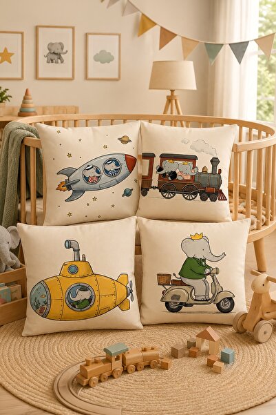 EVPANYA Adventurous Animals Patterned 4-Piece Children's and Baby Pillowcase Set
