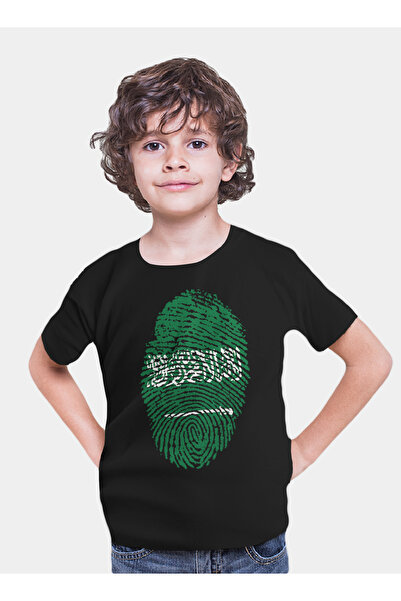 Generic عالم الموضة تيشرت قطن بطباعة عالية الجودة بتصميم بصمة السعودية