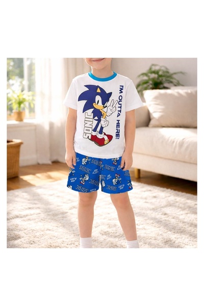 OEM Set pijama bărbați din bumbac, model Sonic, 6-7 ani – tricou și pantaloni...