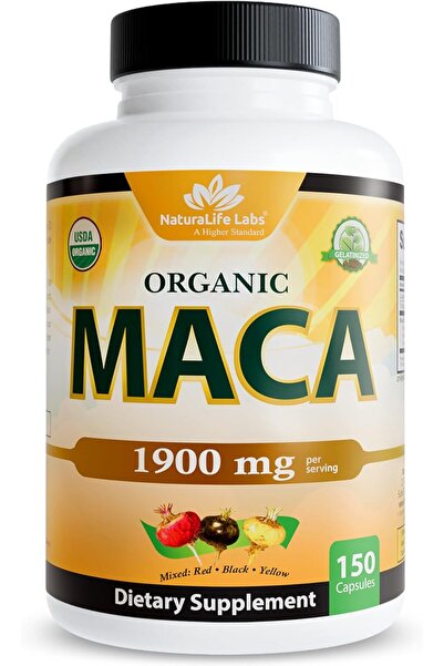 NaturaLife Labs Organic Maca Roots in Black, Red, and Yellow, 1900 mg per ser...
