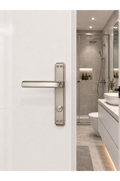 Sofuoğlu Nil Aynalı Banyo WC Kapı Kolu Çift Renk Nikel/Saten