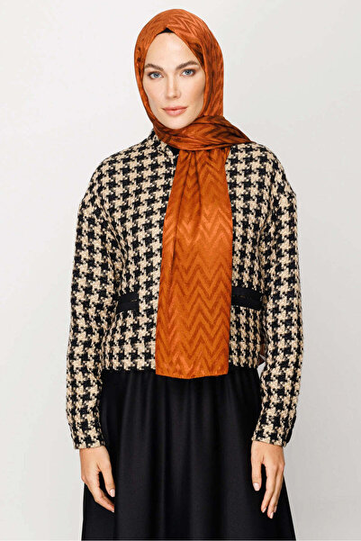 wesscollection Zigzag Patterned Sparkling Jacquard Woven Women's Shawl 75X185 cm