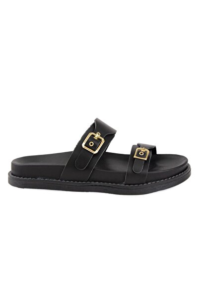 Pegia Papuci de damă din piele cu cataramă 215566 Negru