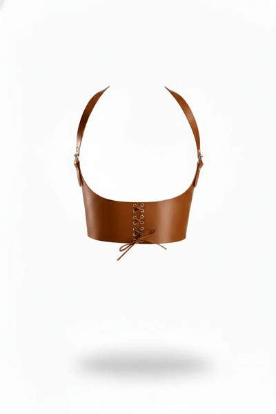 Angels Passion Lace-Up Tan Leather Chest Corset