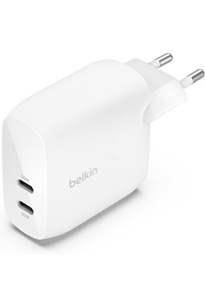 Belkin قابس شحن مزدوج USB-C بقوة 60 واط مع تقنية PPS لهواتف آيفون وآيباد وسام...