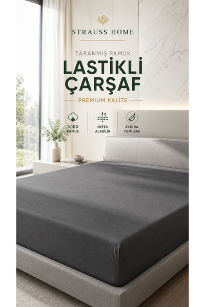 Strauss Penye Lastikli Çarşaf %100 Pamuk Jarse Yumuşak Esnek Yatak Çarşafı