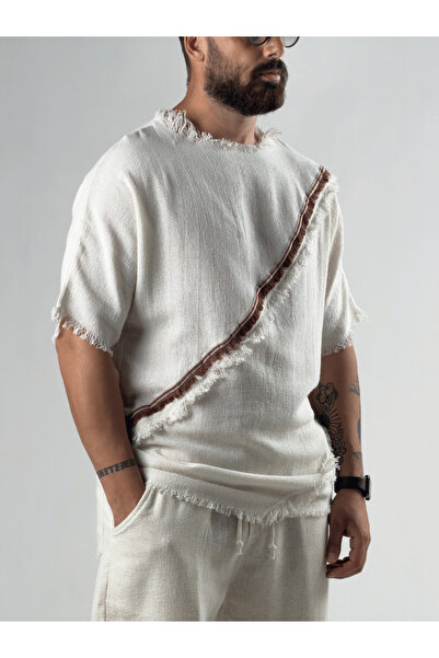 COCOPELLI Striped Design Beige Buldan Men's T-Shirt Coc3297