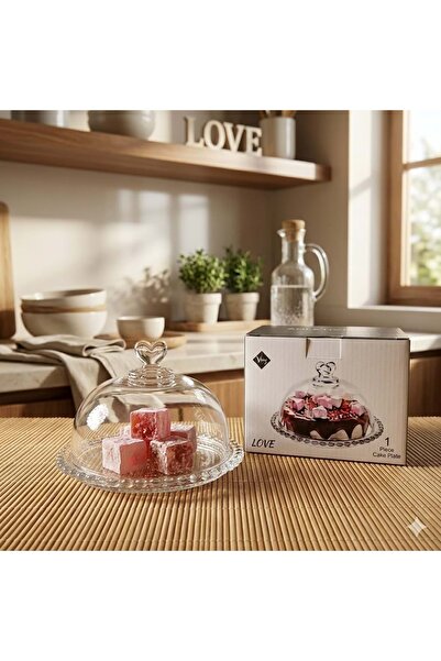 CEMRE Konak Shopping 2023058- Glass Cake Fonus 20cm with Heart