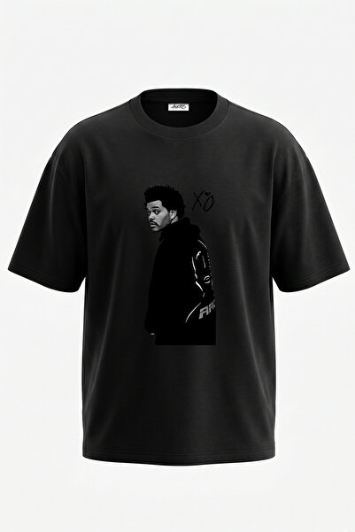 Anetos The Weeknd_15 Design Printed Oversize Black T-Shirt
