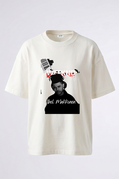 Anetos The Weeknd_4 Design Printed Oversize White T-Shirt