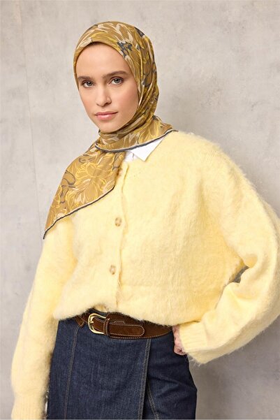 Silk Home Cotton Polyester Soft Scarf with Acid Botanical Pattern Tok Duruşlu...
