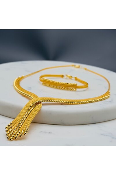 Adel Gold 14 Ayar Altın Çoklu Hasır Gerdanlık Ve Bileklik Seti 24.62 Gr