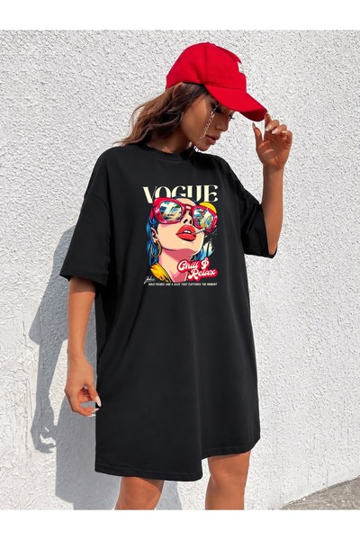 classy moda تي شيرت نسائي طويل جدًا وواسع الحجم مطبوع عليه فن البوب ​​من نوع ...