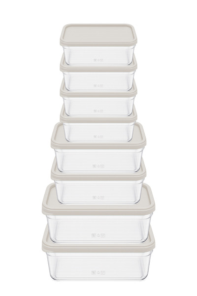 mega export 8 Parça Saklama Kabı Seti 3 Litre | 4x200 ml + 2x400 ml + 2x700 m...