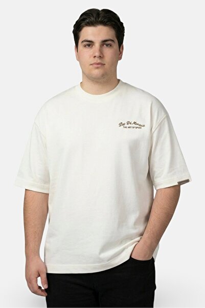 Pas De Monaco Men Crew Neck Short Sleeve Embroidered Logo T-Shirt, Off White