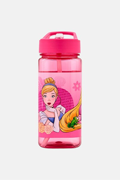 Disney Princess Kids Girl Graphic Print Square Water Bottle 500 ml, Pink