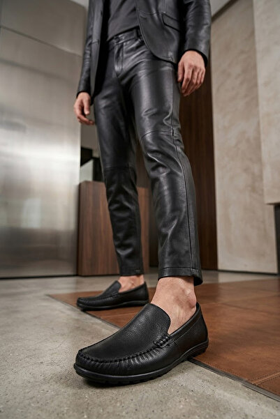 SOLMAZ Secure 1824 Black Genuine Leather Men's Shoes