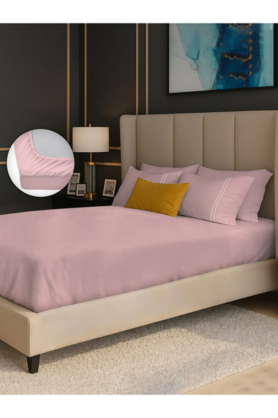 Mulberry Living By Styli طقم ملاءة سرير كوين من القطن 100%، 250 خيط - وردي كاميو
