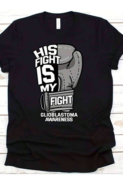 4CR تي شيرت His Is My Fight Awareness Gift Warrior Glioblastoma Multiforme Ts...