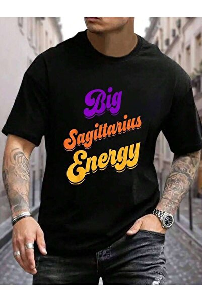 23ERVA 100% Cotton Big Energy Sagittarius Shirts Zodiac Astrology Men's Black...