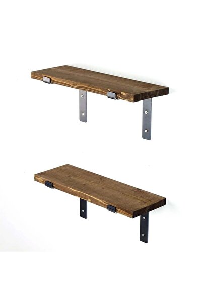 OEM Hanah Home set 2 wall shelves, spruce wood 100%/metal, 40x16x14 cm, black...