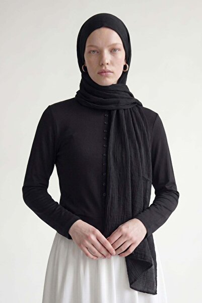 Levidor شال أسود من الموسلين الأساسي