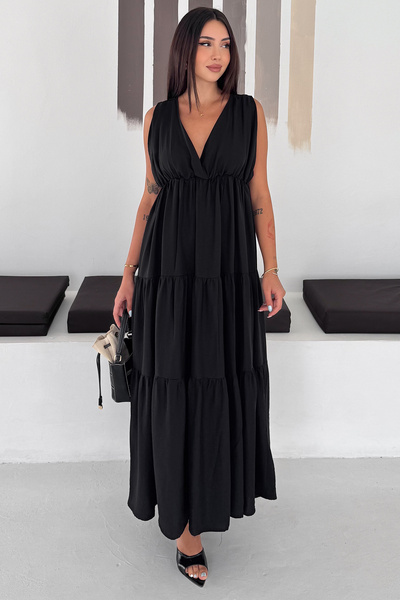 Noa&Noa Women's V-Neck Layered Flounce Casual Maxi Dress