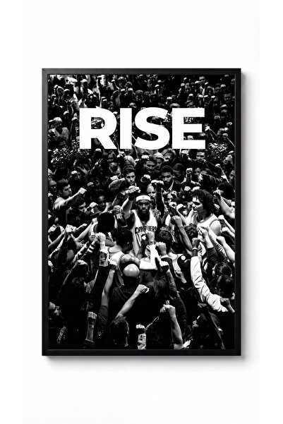 icontablo RISE Siyah Çerçeveli Motivasyon Tasarım Tablo 35x50 Futbol